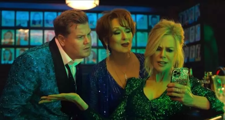 Meryl Streep, Nicole Kidman and James Corden in a still from The Prom Film