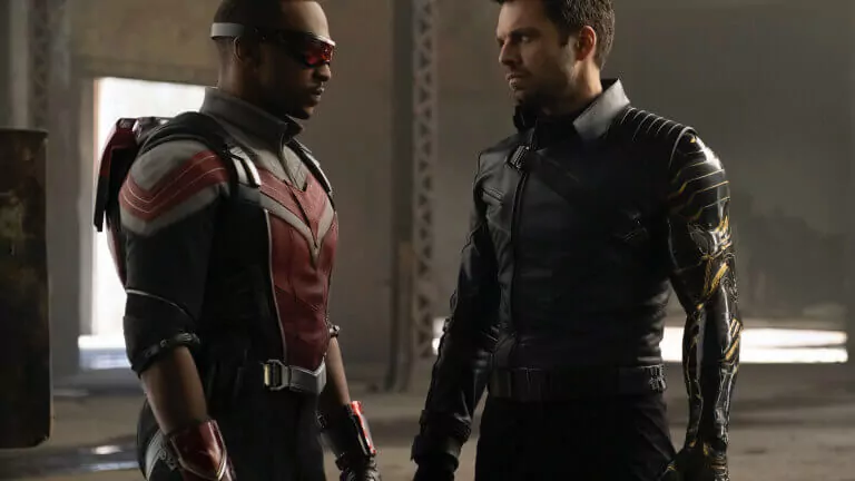 In a still from The Falcon and The Winter Soldier Episode 2