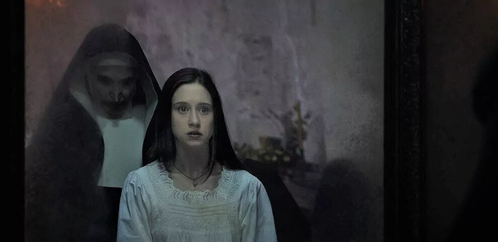 In a still from The Nun