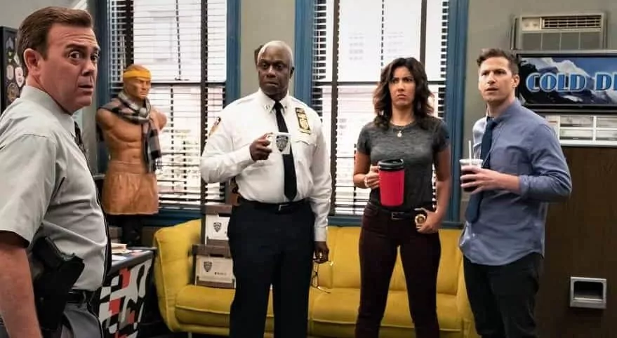 In a still from Brooklyn Nine-Nine Season 1 Episode 14 cold open