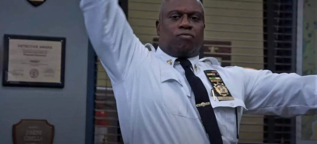 In a still from Brooklyn Nine-Nine Season 6 Episode 13 cold open