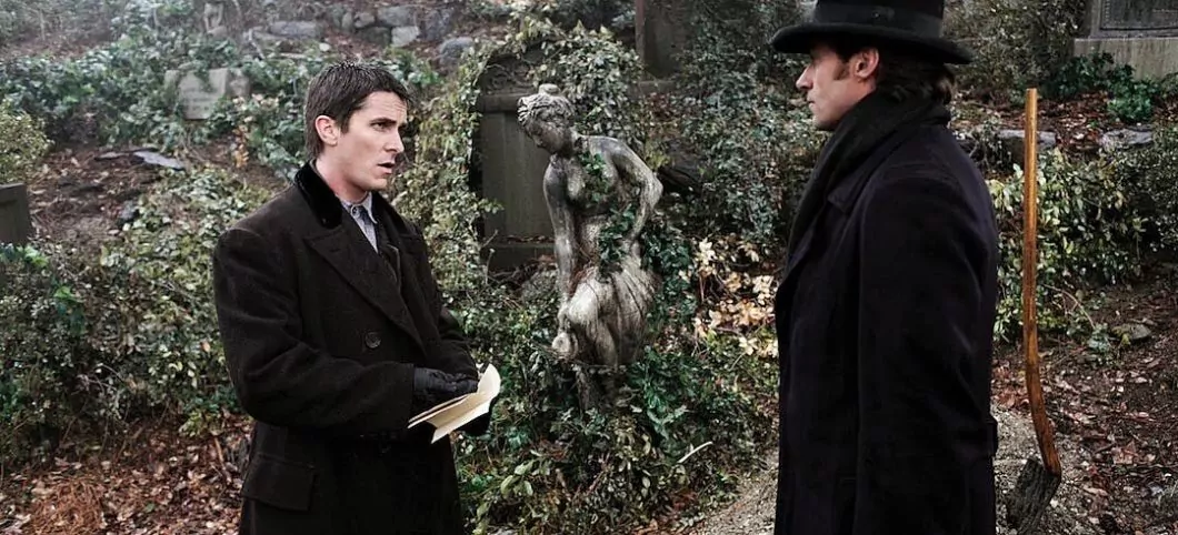 Hugh Jackman and Christian Bale in a still from Christopher Nolan's 2006 film The Prestige 